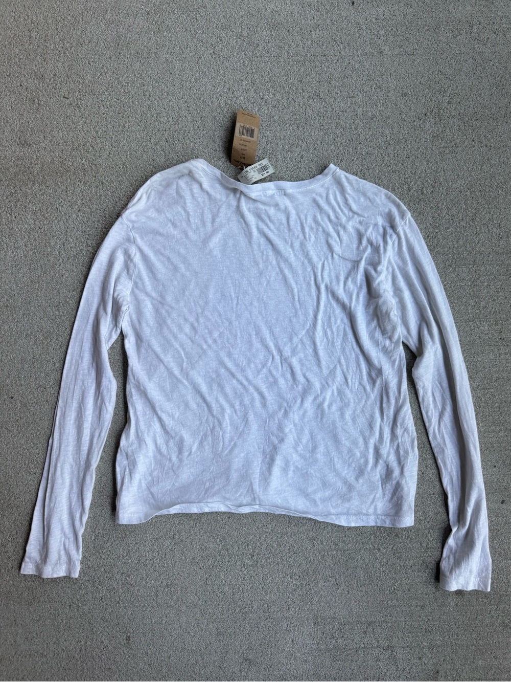 NWT O/S Michael Stars White Long-Sleeve Crewneck Tee - Picture 3 of 7
